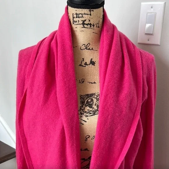 Lilly Pulitzer XL Vibrant Pink Cashmere Open Front Cardigan - Picture 2 of 7
